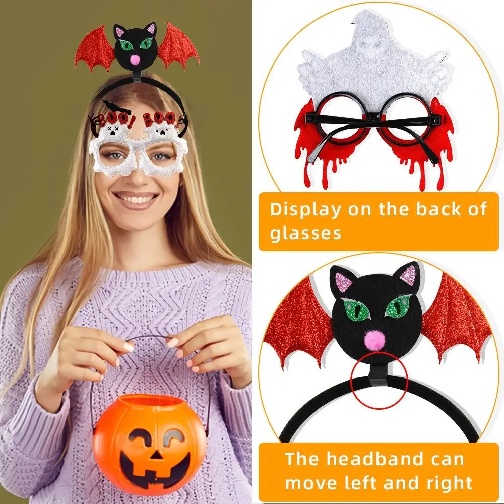 Opaska na Halloween z motywem nietoperzy, akcesoria do włosów DIY, dynie, okulary na Halloween, ozdoba na głowę, nakrycie głowy, opaska do włosów z pająkami, dla dzieci.