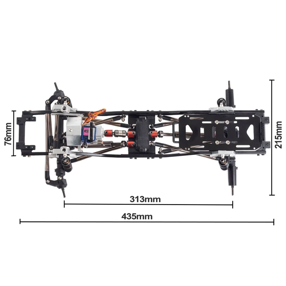 313mm rozstaw osi metalowa obudowa rama z Prefixal pojedyncze/2-prędkość transmisji dla 1/10 gąsienica RC oś samochodu SCX10 90046