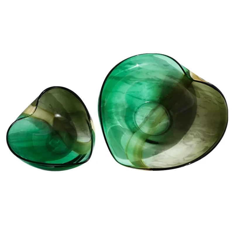 Simple green glass, fruit plate creative candy plate decoration, utensils ornament two-color gradual change