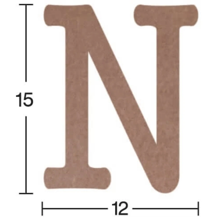 H17 N Letter Trinket, 18mm Can Be Painted Mdf Figurative Wood Object