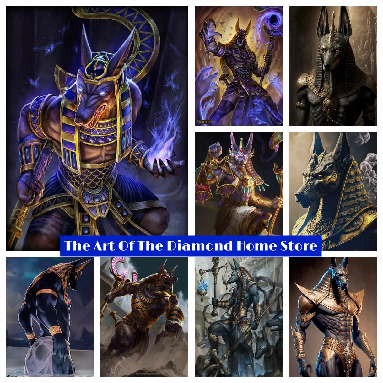 

Embroidery Wolf King Anubis Egypt God The Guardian Diamond Painting Cross Stitch Grim Reaper Kit Wall Art Home Decoration Gift