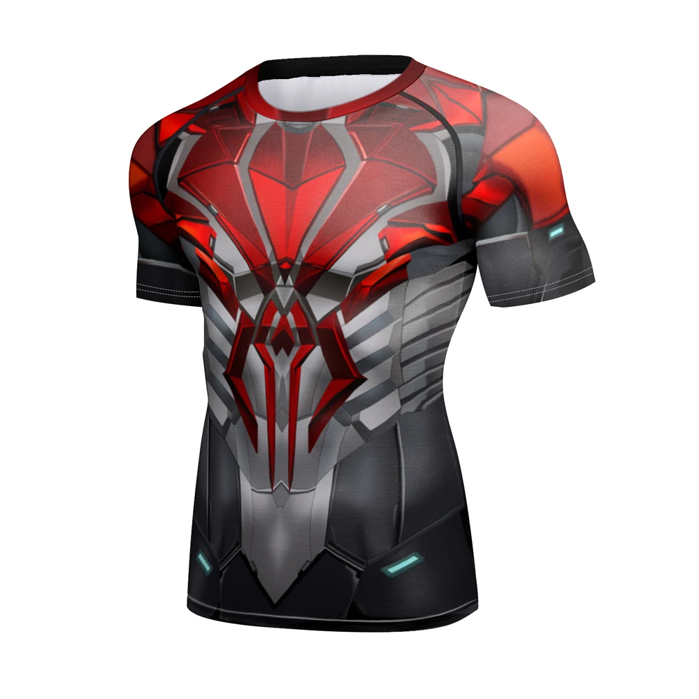 Gym Sport Fitness Tshirt 3D Printed T-shirts Men Compression Shirts Short Sleeve Cosplay Gymnasium High elasticity Tops  Male