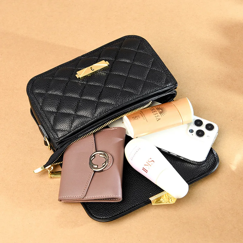 Genuine Leather Bag Luxury Women\'s Handbags Bag for Woman 2024 Female Clutch Phone Bags Shoulder Bag Crossbody Messenger Pack