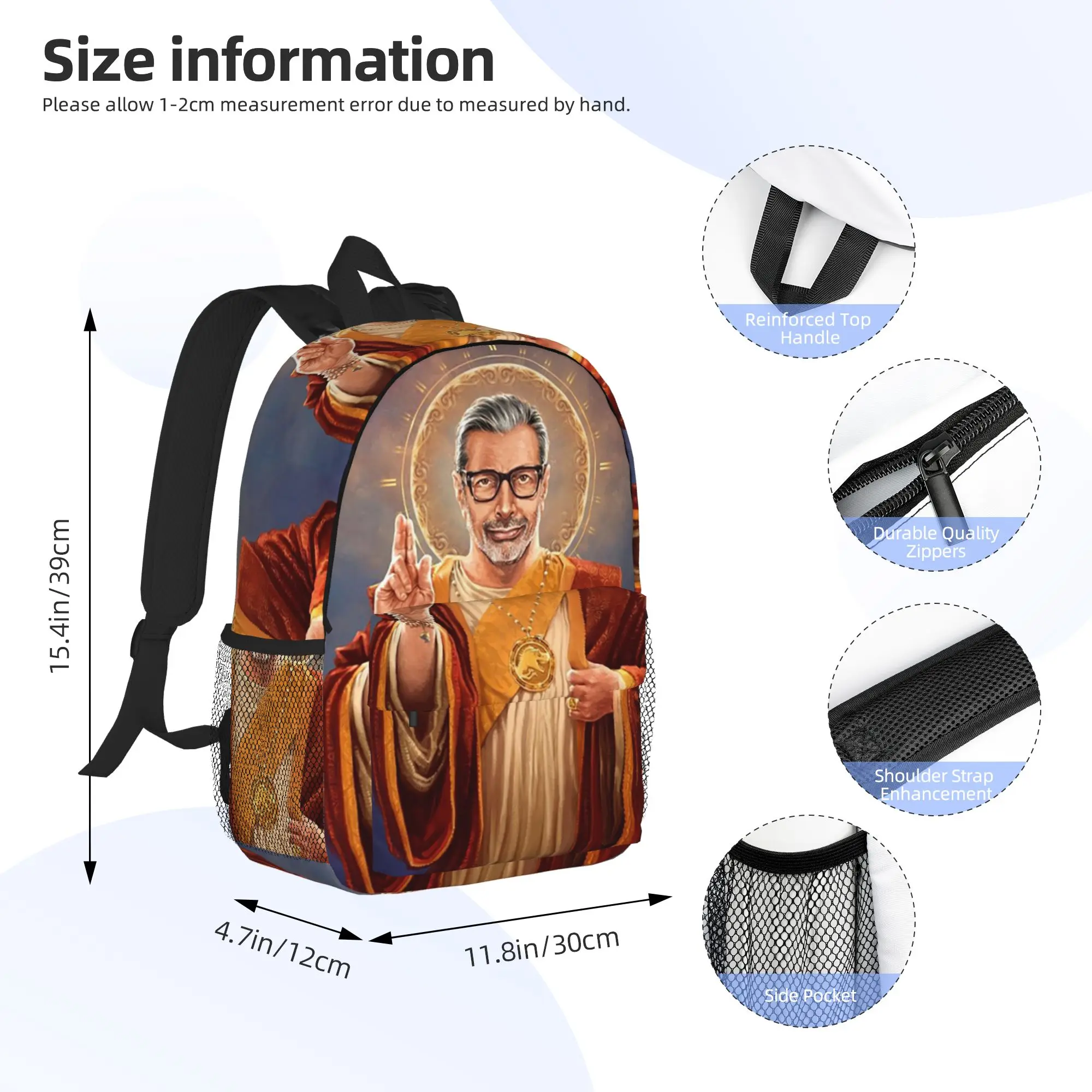 Saint Jeff of Goldblum Jeff Goldblum Original Religious Painting Backpack Hot Sale Daypack BookBag Shoulder Bags School Bag