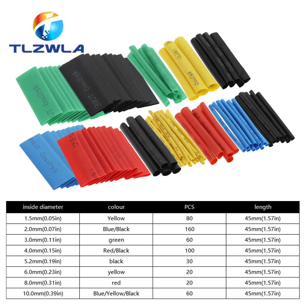530Pcs Color Weatherproof Heat Shrink Sleeving Tubing Tube Assortment Kit Electrical Connection Electrical Wire Wrap Cable