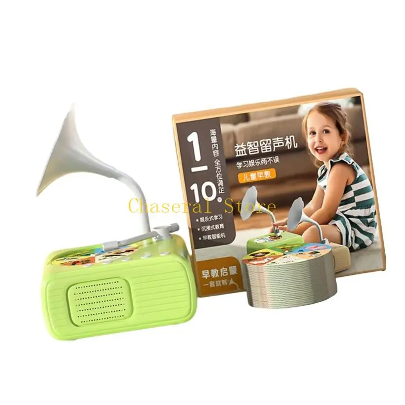E7ce interactief grammofoon muziekspeler speelgoed voor kinderen met 96 kaarten USB -oplaad
