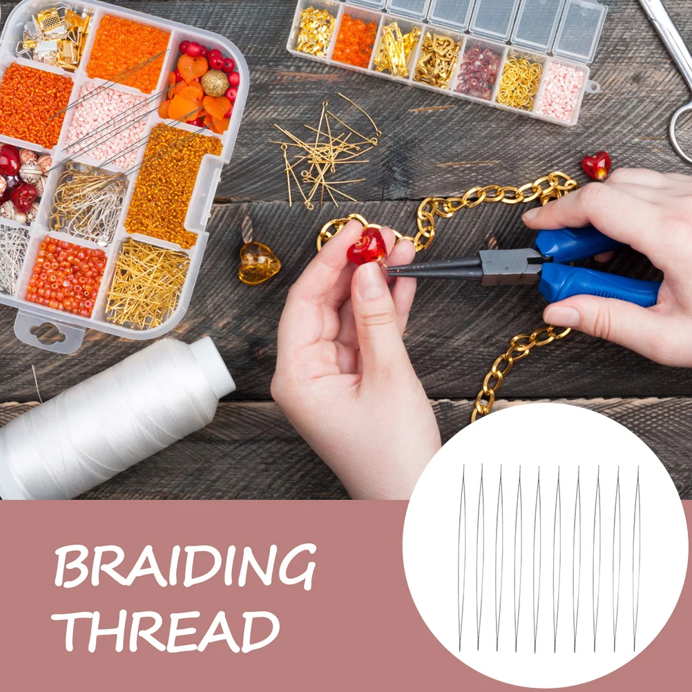 

10Pcs Stainless Steel Big Eye Bead Needles Large Opening Thread Sewing Needles DIY Hand Tool Embroidery Beading