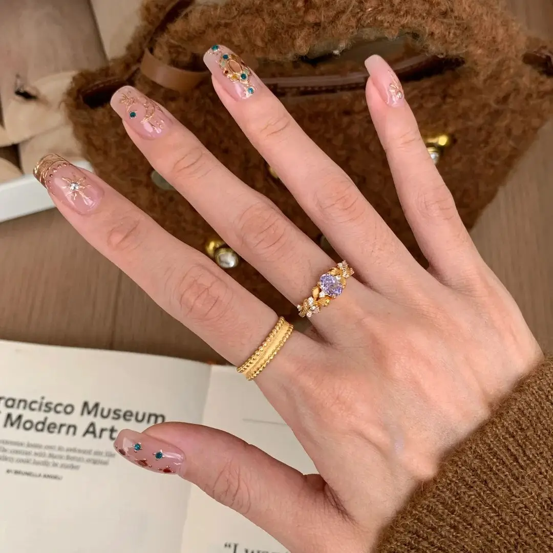 925 Sterling Silber Retro Neun Lila Li Fire Bauhinia Ring, leichter Luxus, Nischenmode, vielseitiger handgebürsteter Ring für Damen – Detail 9