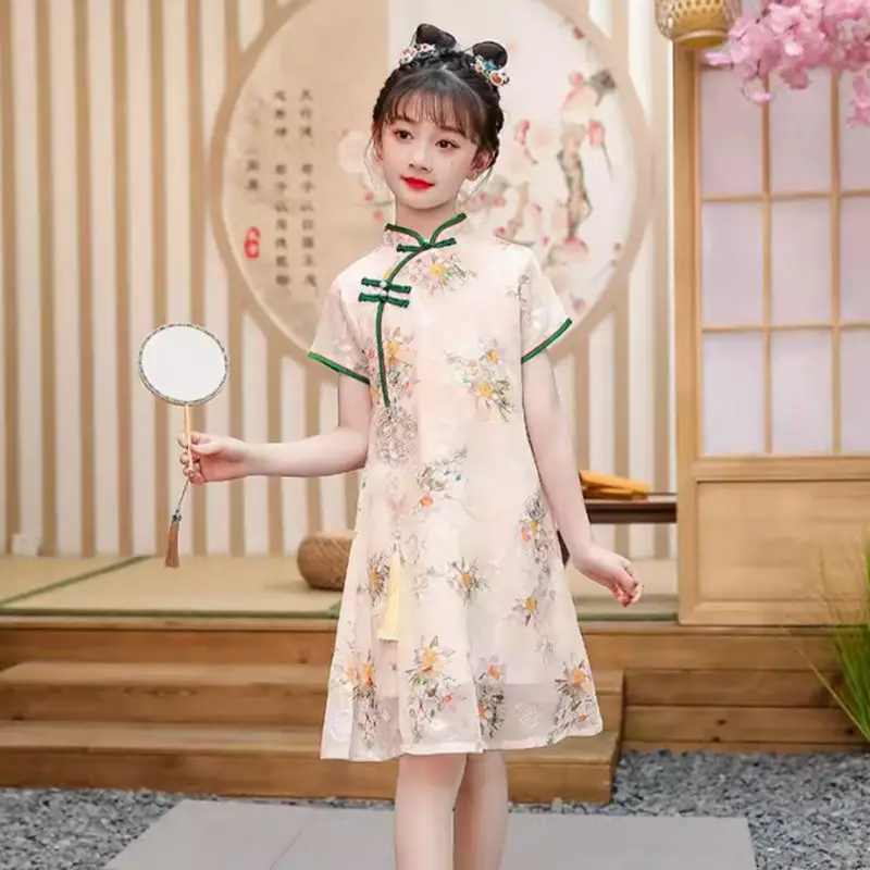 Vestido Hanfu elegante para niños, vestidos de Hada de verano, Cheongsams chinos para niñas