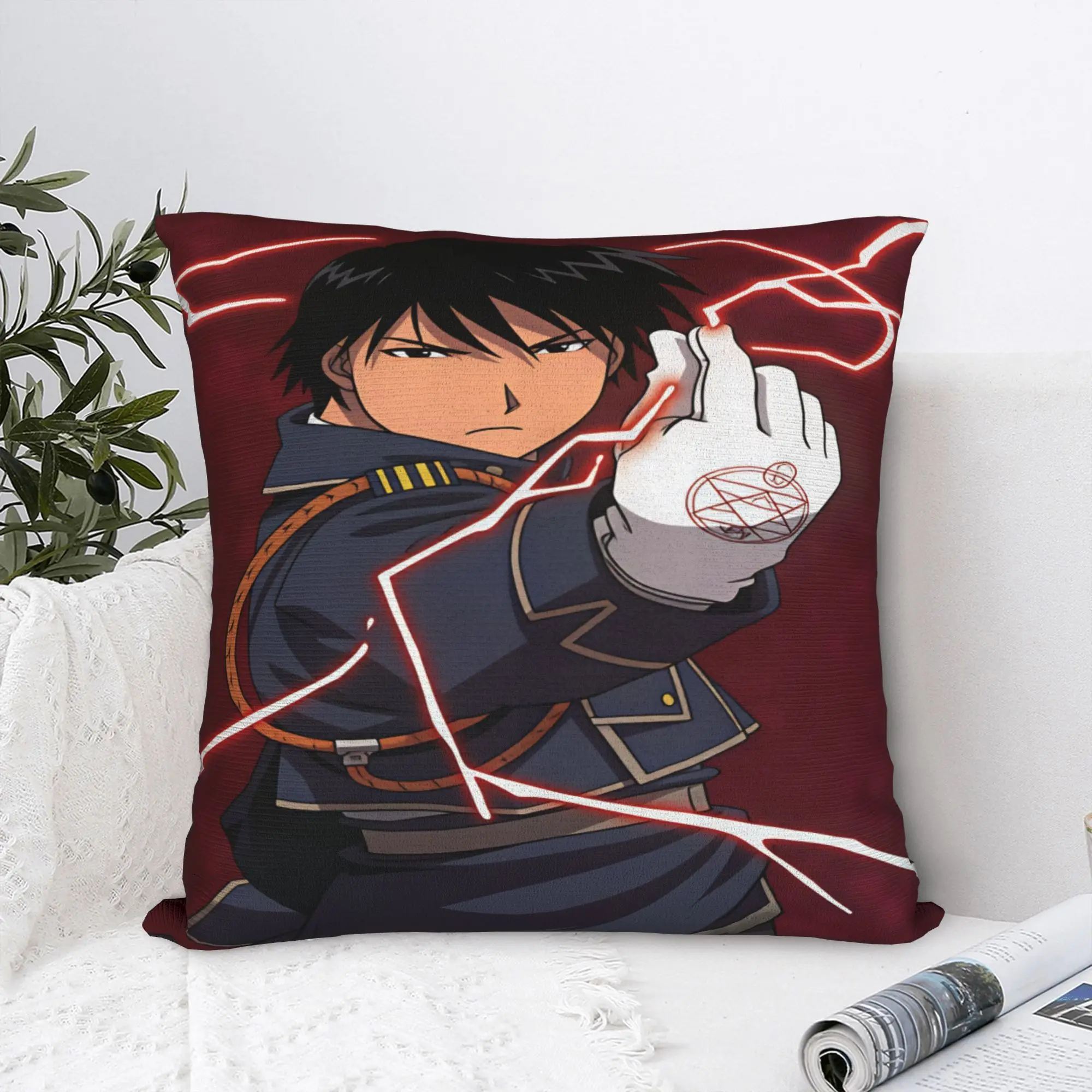 Roy Mustang Pillowcases Fullmetal Alchemists Funny Pillow Case For Living Room Sofa Comfy Pillow Cover