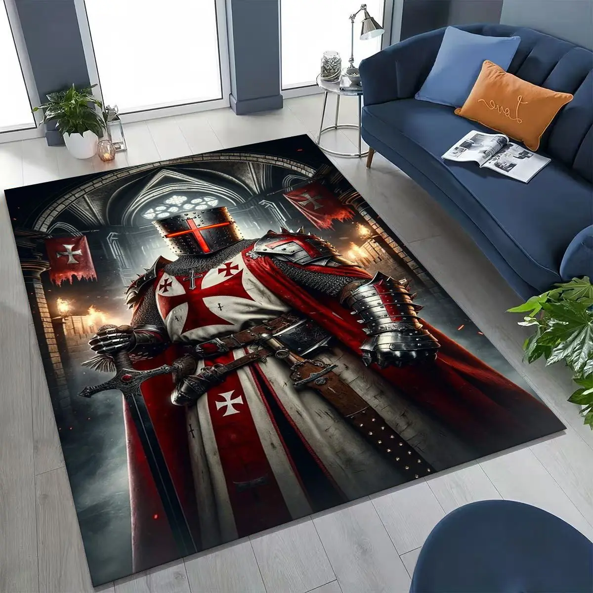 Templar Blood Knight Honor Holy Crusader Cartoon Rug Carpet for Bedroom Living Room Sofa Doormat Decor,Kid Play Non-slip Mat