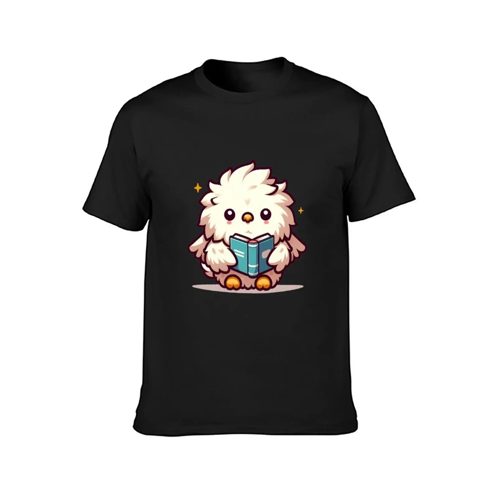 Kawaii Fluffy Griffon With Book T-Shirt tops plus sizes summer tops korean fashion oversized t shirts for men