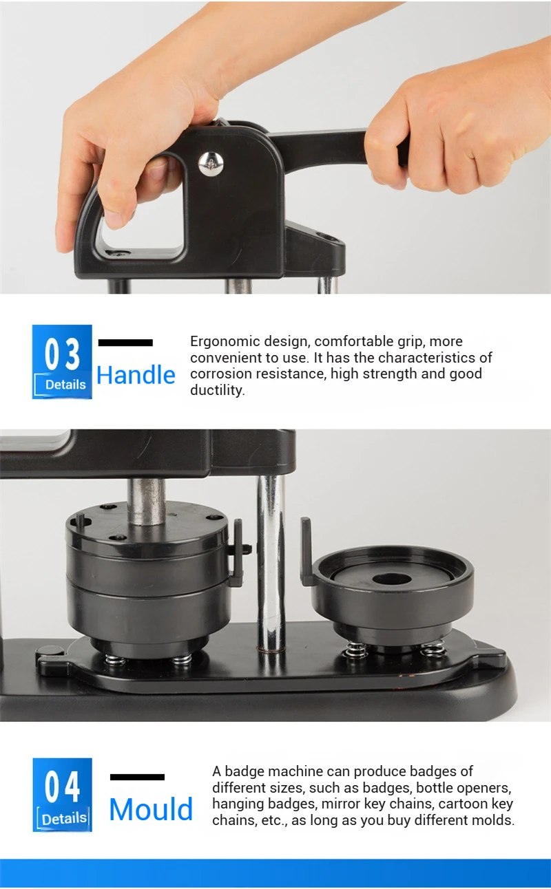 25/32/58mm Abzeichen Maker Maschine Manuelle Presse Abzeichen Maschine für DIY Herstellung Magnet Kühlschrank Abzeichen/knopf Pins Kunst Handwerk – Detail 9
