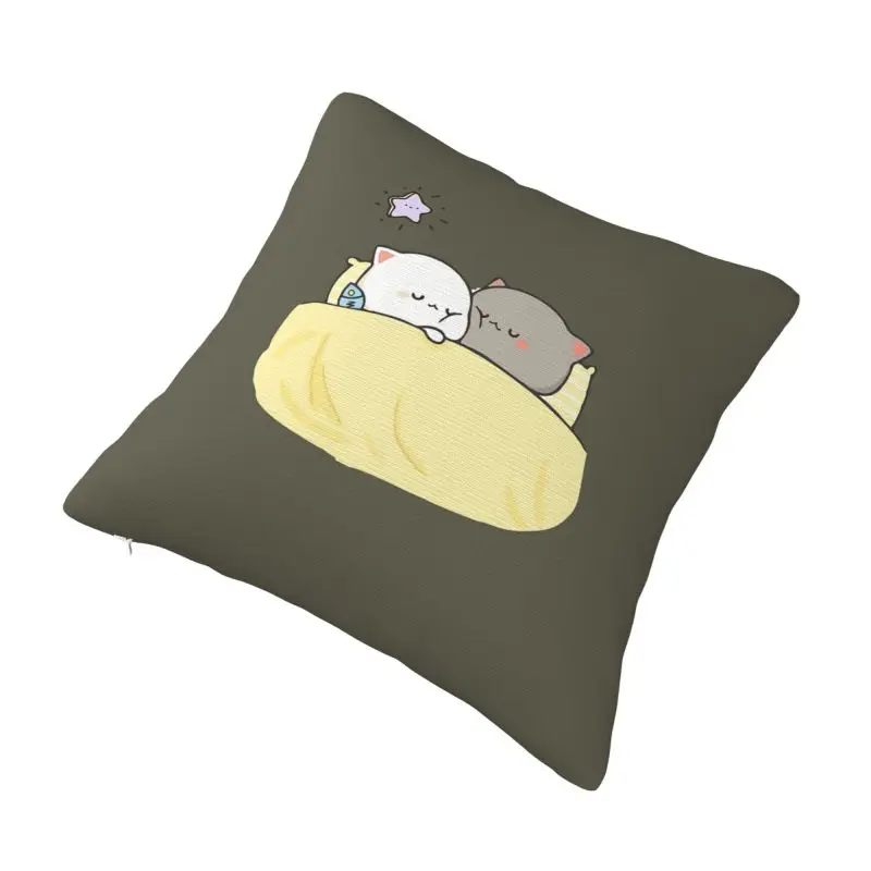 Custom Cartoon Couple Peach And Goma Mochi Cat Throw Pillow Covers Cushions Cover for Sofa Square Pillowcase