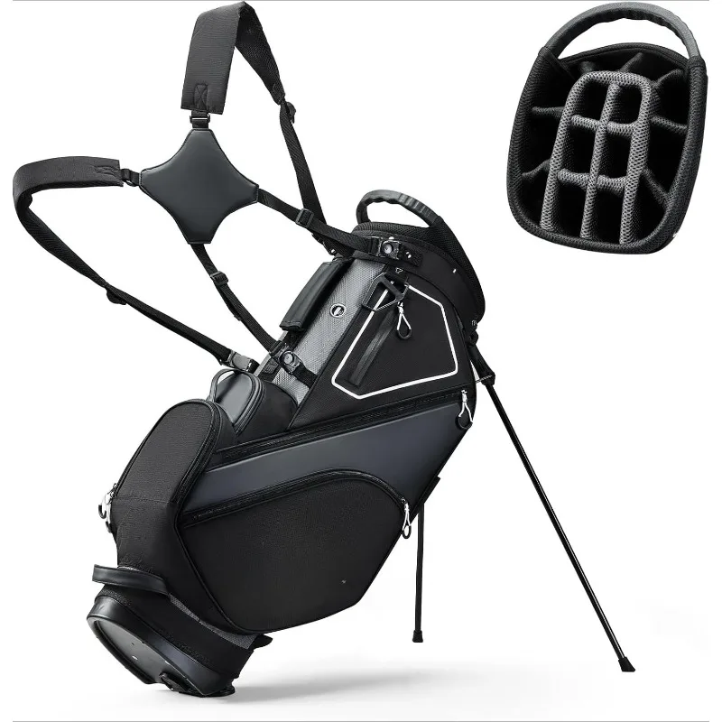 14 Way Dividers Golf Stand Bag Lightweight, Golf Bag For Men Women With Multiple Pockets, Dual Strap And Rain Cover Hood