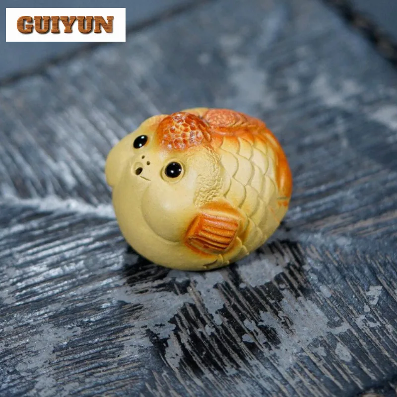 

Yixing Purple Clay Like Fish In Water Wealth Tea Pet Antique Flowerpot Landscaping Tea Figurine Play Toys Tea Statue Ornaments