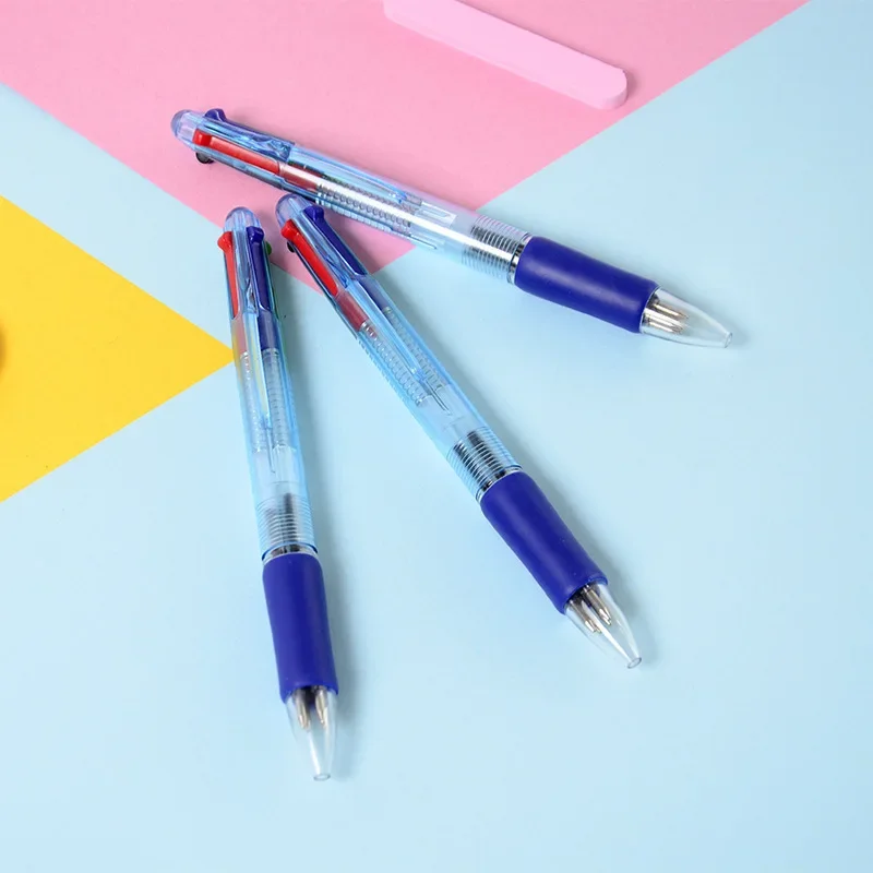 1PCS 4 In 1 Multicolor Retractable Gel Pen 05mm Black Blue Red Ink Refills for Student School Stationery