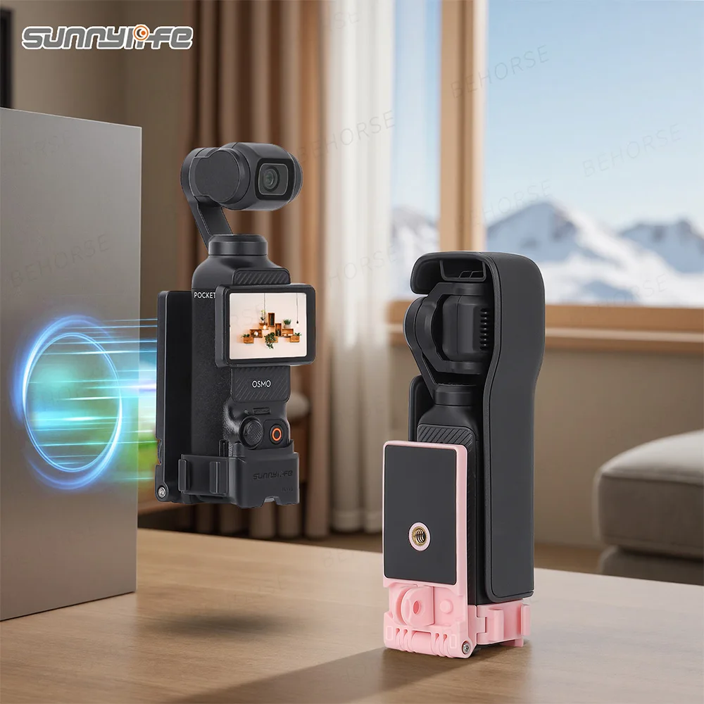 حامل مغناطيسي لأذن القط لـ Osmo Pocket3 حامل سطح المكتب مع دعامة مهايئ توسيع الحذاء البارد لملحقات DJI Osmo Pocket 3