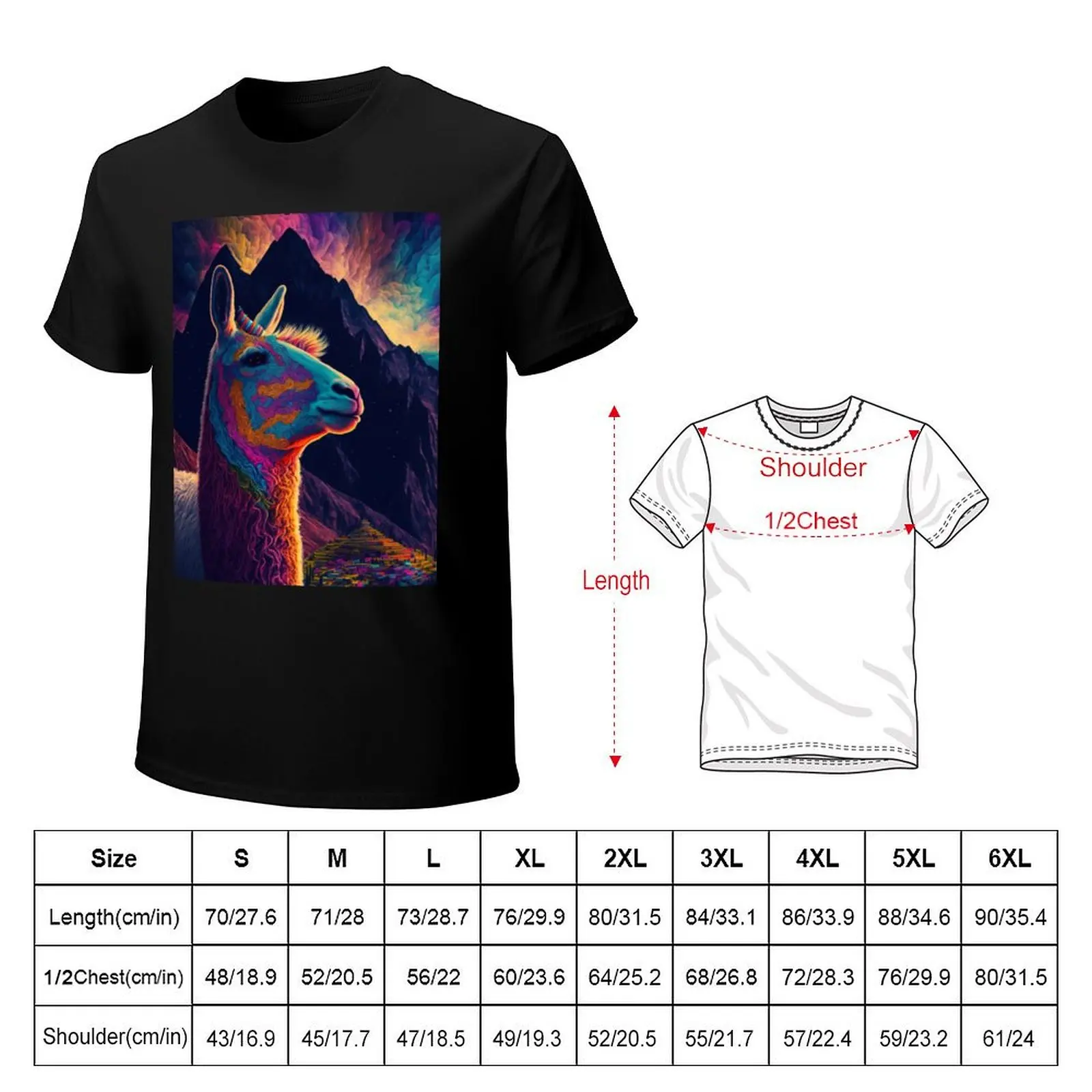 Colorful llama in Peru T-Shirt tops plus size tops customizeds designer t shirt men