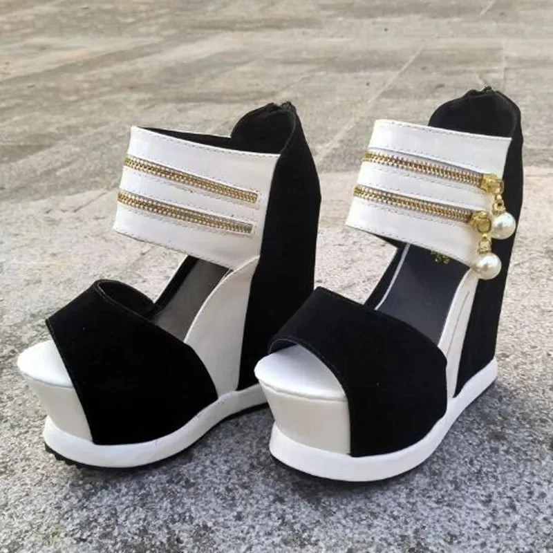 Brand Women High Heels Summer Lady Thick Bottom Wedges Sandals 14CM Comfortable And Soft Slip-On Party Shoes Feminino Sandalias