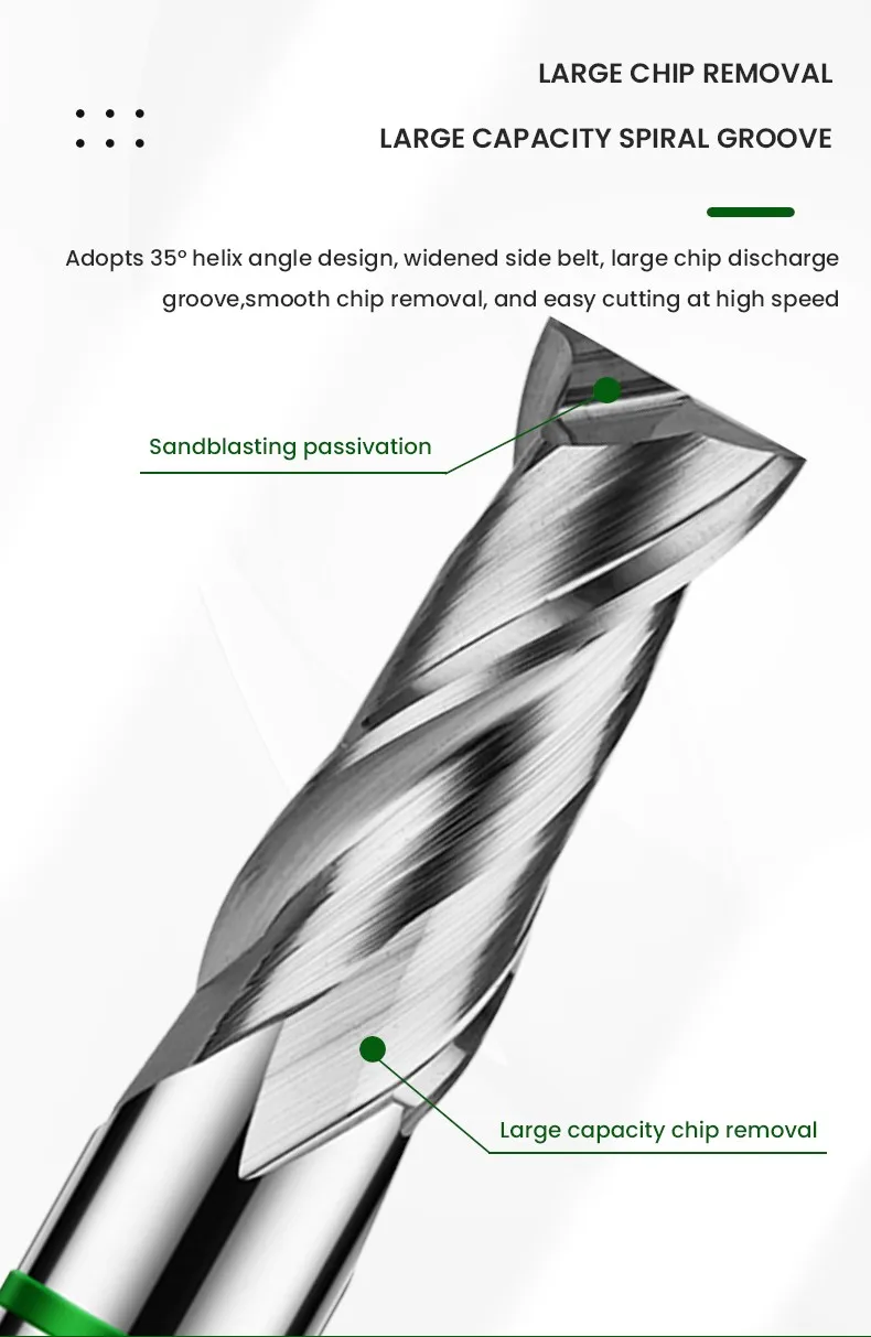 AZZKOR TGH-HRC50 2-Schneiden Hartmetall-Wolframstahl für Aluminium-Flachfräser CNC Mechanische Holzbearbeitung Fräswerkzeuge 1-20 – Detail 8