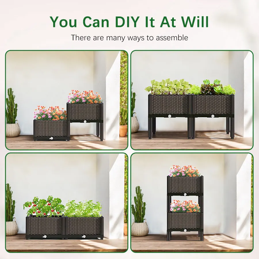 Pudełko do sadzenia warzyw Stojak na rośliny Duża doniczka Podniesione łóżko ogrodowe Pudełko do sadzenia Plastikowa doniczka ogrodowa Dekoracje