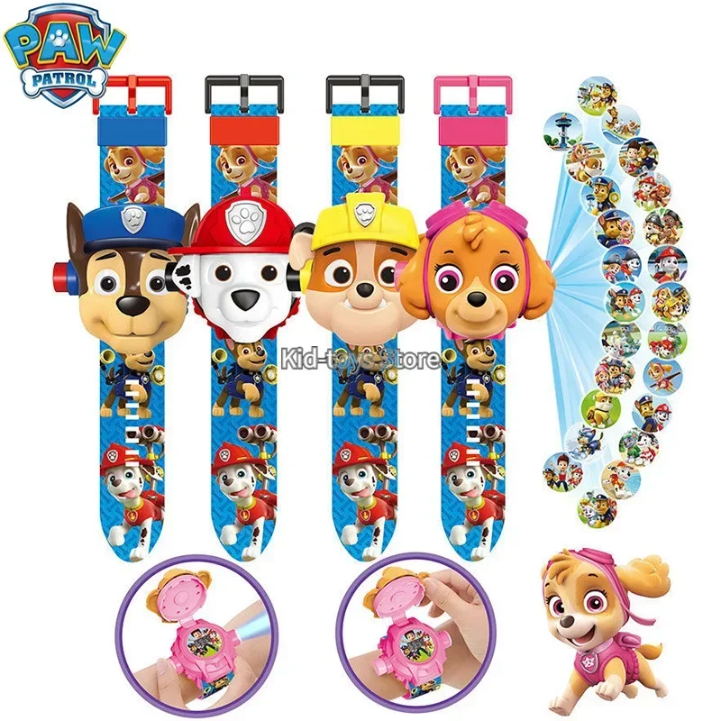 3D Projection Paw Patrols Digital Watch Kids Toys Anime Figures Puppy Model Patrulla Canine Kids Toys for Children Birthday Gift