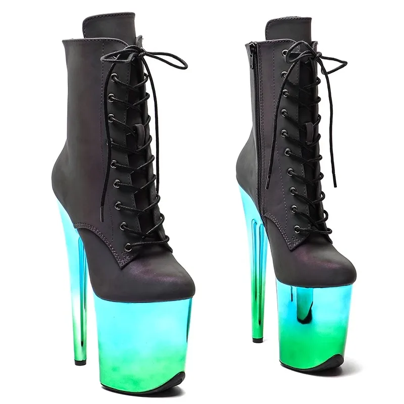 Neue 20cm/8 Zoll holo graphische obere moderne sexy Nachtclub Pole Dance Schuhe High Heel Plattform Damen Stiefeletten 608