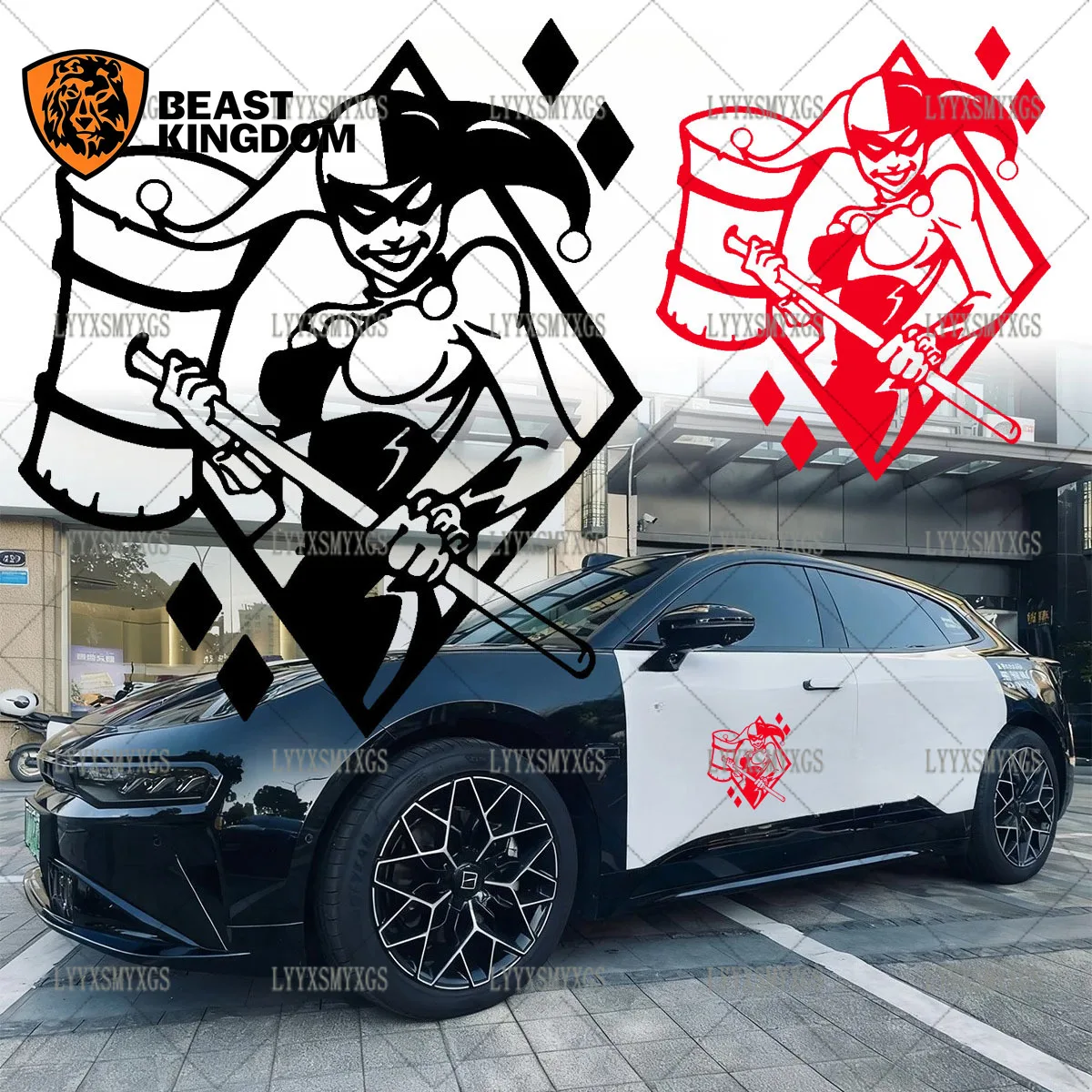 Samoprzylepne, personalizowane naklejki na samochód HARLEY QUINN DIAMOND, wodoodporne, odporne na promieniowanie UV, winylowe naklejki PVC, hurtowa dekoracja samochodowa.