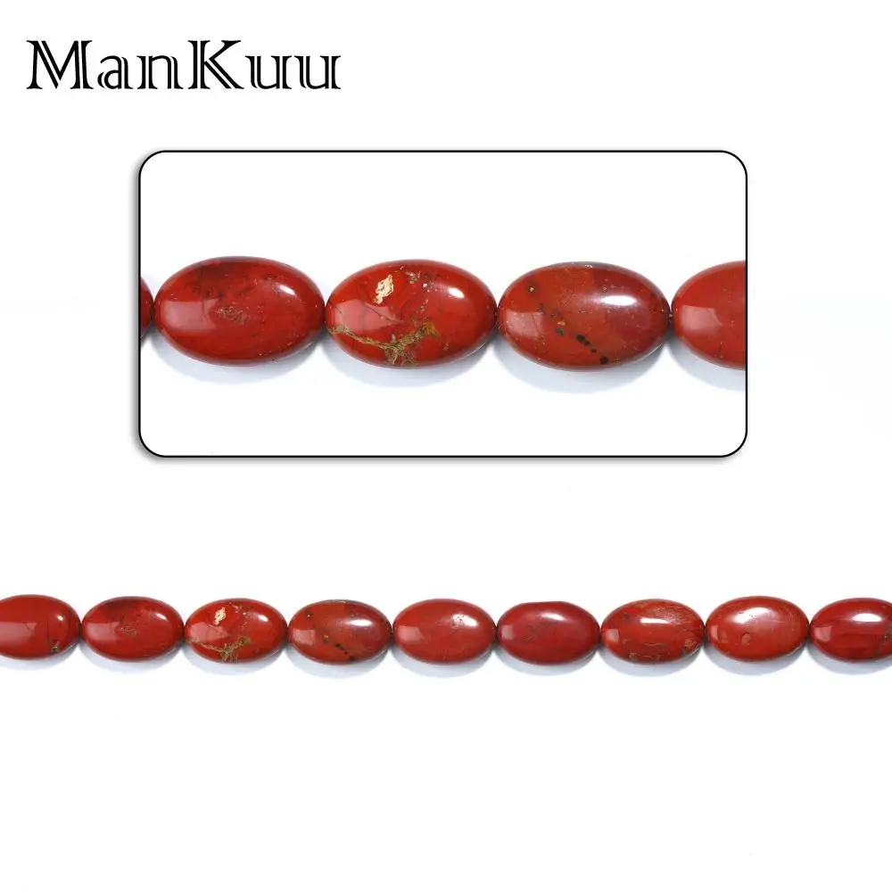 

MANKUU 10pcs/Lot Red Jasper Oval Loose Beads Natural Red Gemstone Spacer for Jewelry Making DIY Bracelet Necklace 18*25 Beads