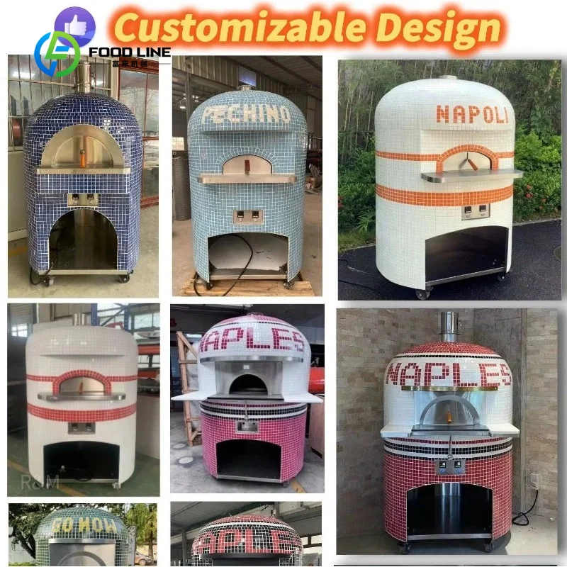 Customized Commercial Neapolitan Dome Pizza Oven Wood Fired Gas/Electric Brick Clay for Restaurant Outdoor Use