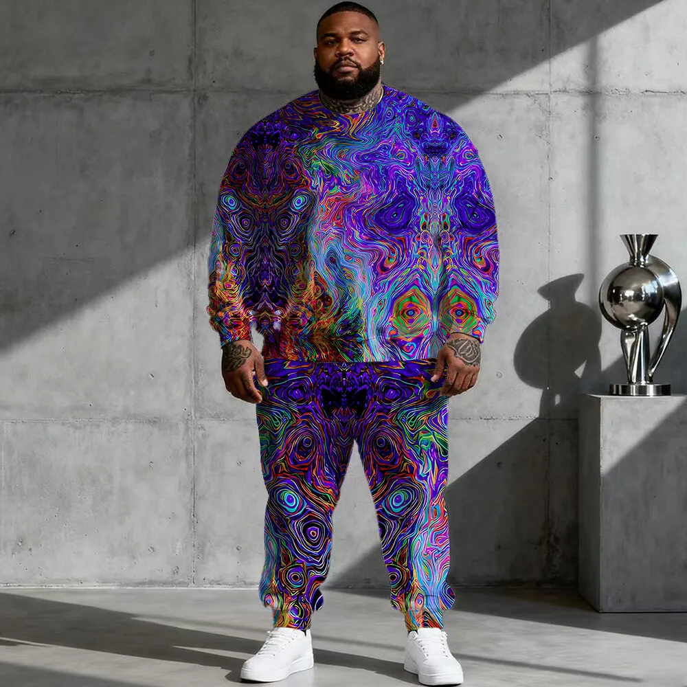 

S-9xl plus size Men's Hoodie Set: Textured Charm - 2-Piece Tactile-Chic, Soft Warm Fabricbtle Ribbed Textures