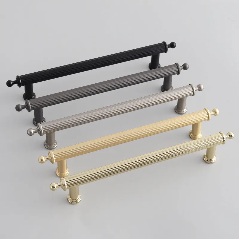 KK&FING New Nordic Simple Bright Gold Zinc Alloy Kitchen Cabinet Handles Cupboard Wardrobe Door Drawer Pulls Furniture Hardware