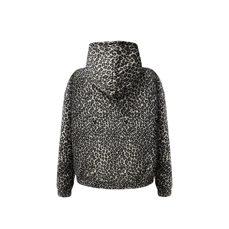 Traf women 2024 Leopard Print Hoodies Women Y2k Streetwear HipHop Harajuku Cheetah Print Hooded Sweatshirt Vintage Autumn Winter