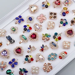 Wholesale 20Pcs/Lot Crystal Rhinestone Rings Mix Style Men And Women Retro Natural Stone Band New Fashion Jewelry Party Gifts