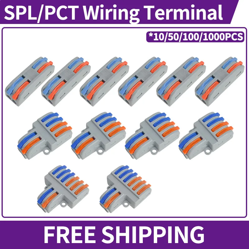 SPL-42/62 SPL-1/2/3/4/5 Universal Wire Connector Quick Connector Plug-in Docking Terminal 2/3 In 4/6/9 Out For 28-12 AWG Wire