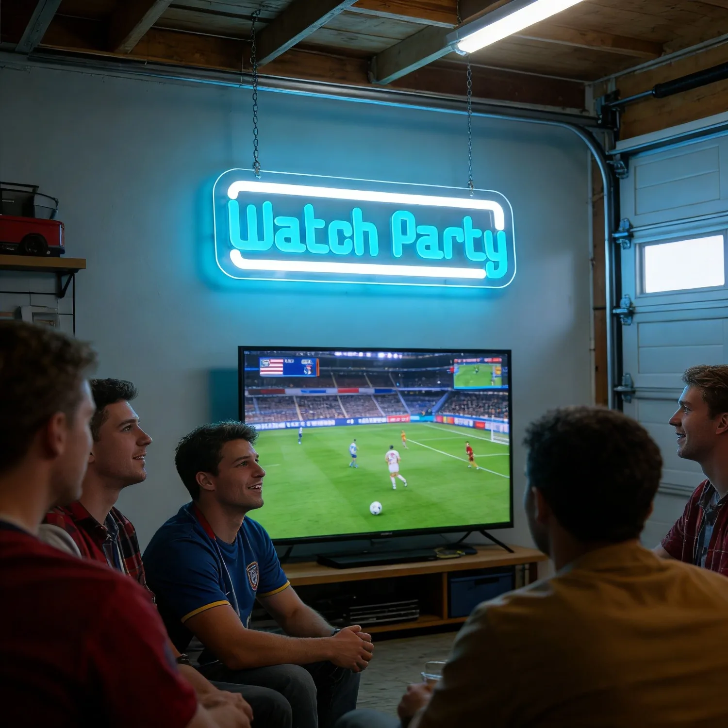 Watch Party Neon Sign LED Marquee Light for Home Bar Sport Event Decor Gaming Livestream Setup USB Reusable Wall Art Gift