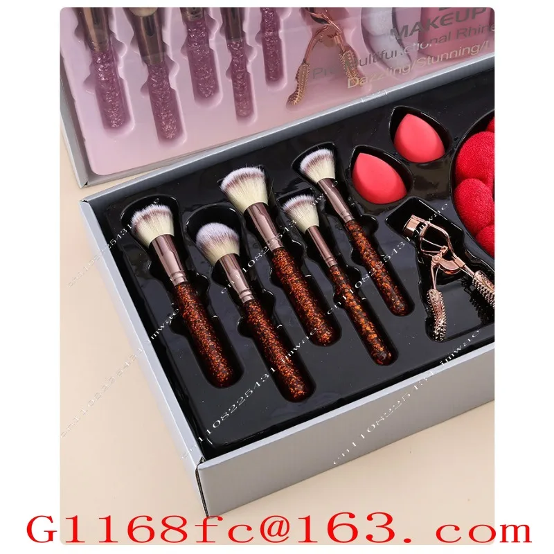 New 23 Piece Set of Diamond Studded Makeup Brushes, Diamond Headbands, Eyelash Clips, Makeup Tools