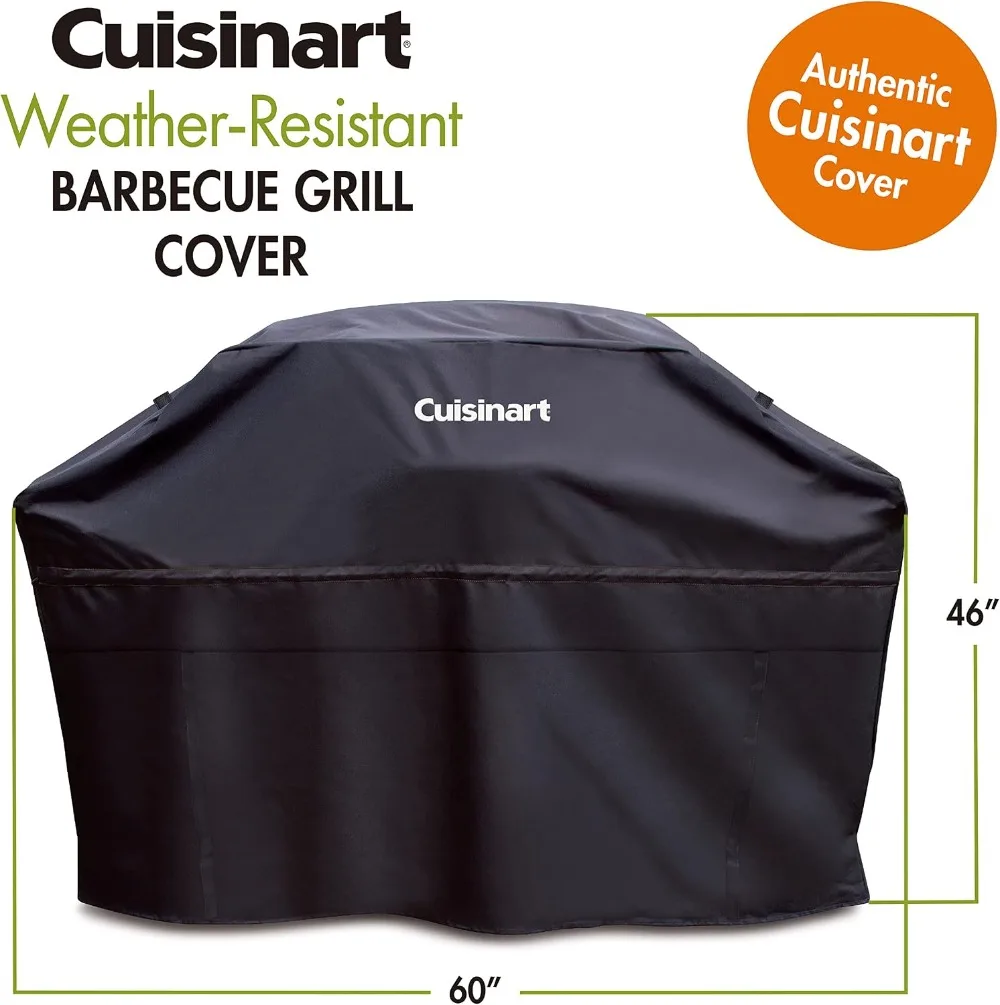 Heavy-Duty BBQ Grill Cover, 60-Inch, Black, Weatherproof, Easy Access Fuel Tank Door