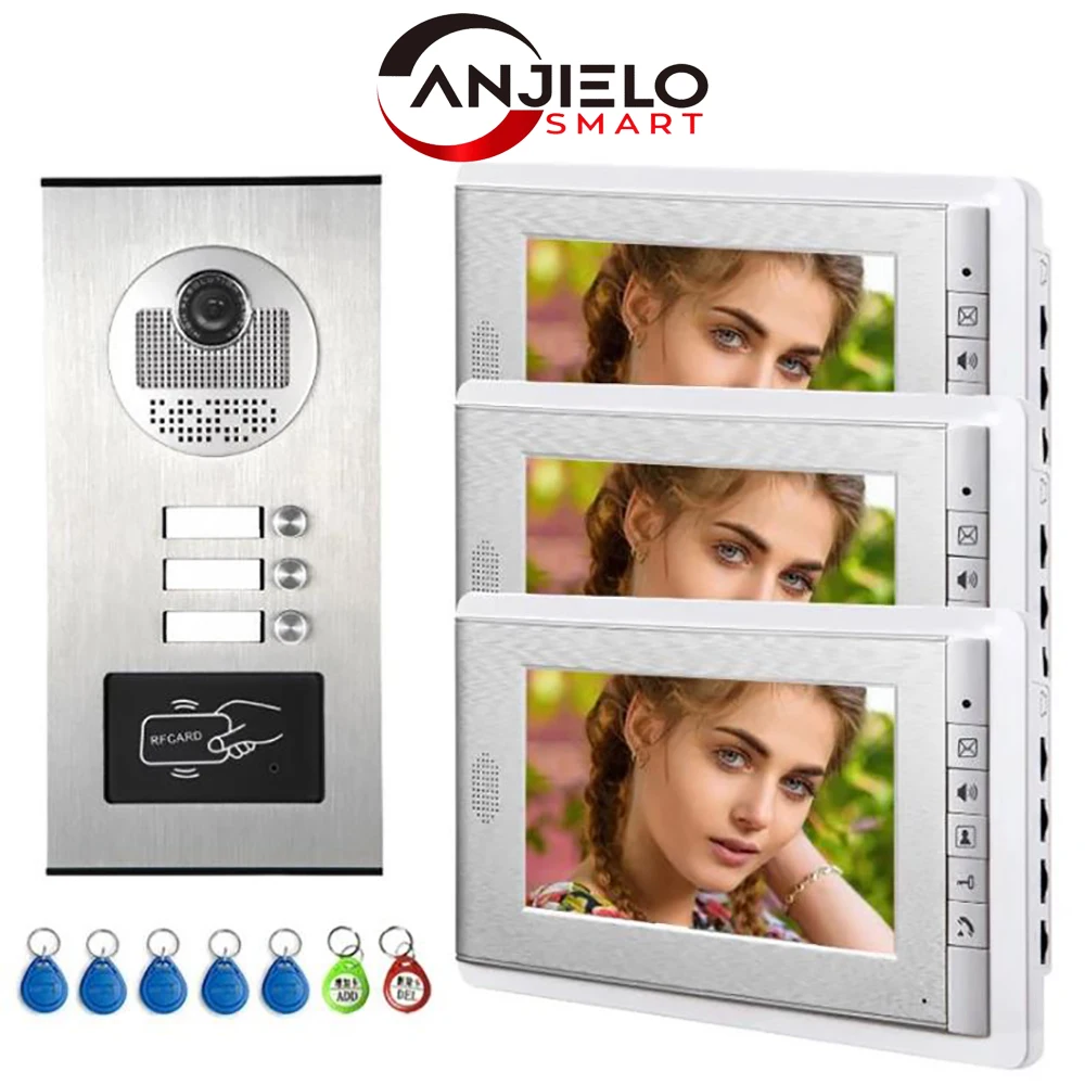 Apartment intercom system 7-inch video doorbell intercom kit aluminum alloy camera can be equipped with 2/3/4 intercom system