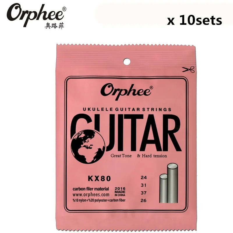 

10 комплектов Orphee KX80, гавайская гитара из нейлонового углеродного волокна, 4 струны для гавайской гитары, тенор для Укулеле сопрано концерта