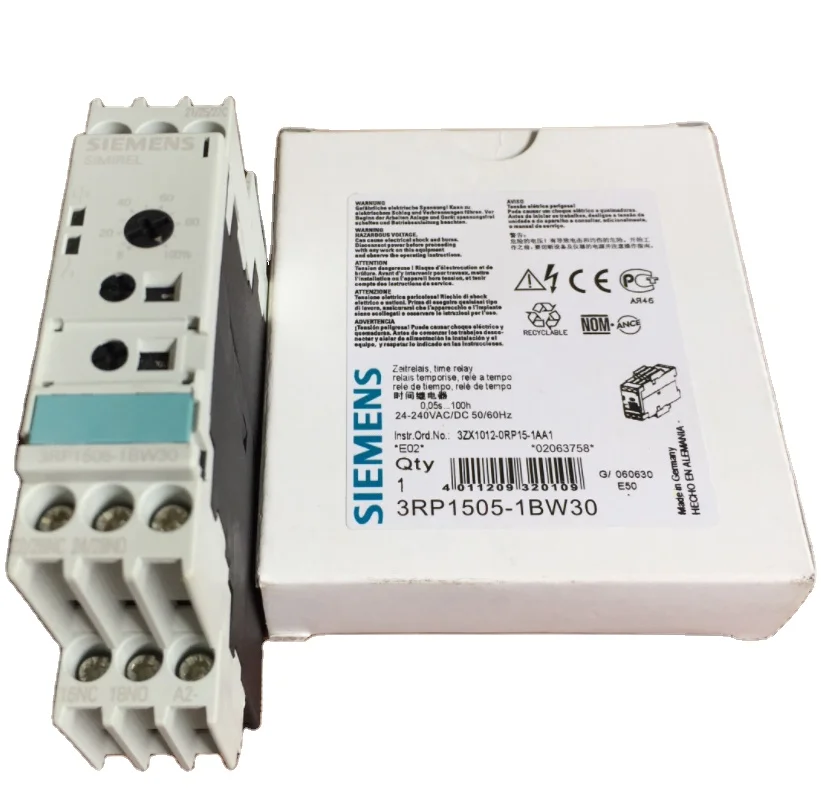 

Original 3RP1505-1BW30 Electronic Timing Relay Adjustable From 0.05s to 100h and Operates at 24 -240 V AC DC