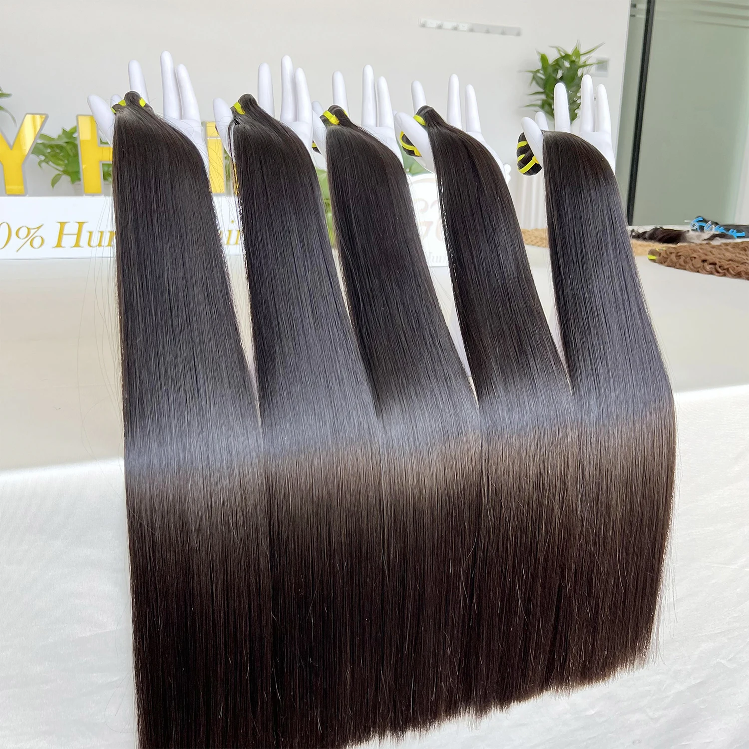 SWANEE 15A Brazilian Double Drawn Bone 100% Virgin Straight Human Hair Bundles for Black Women Cosplay Raw Remy Hair Extensions