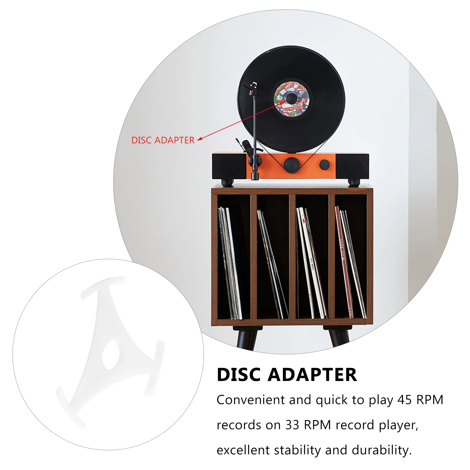 

Triangle Vinyl Record Adapter 45 To Center Hole Turntable Accessory Durable High Strength Wear Resistant Long Lasting