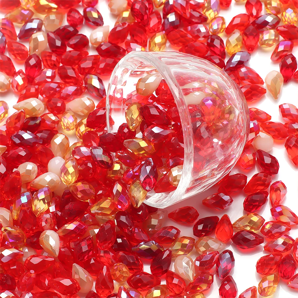 30 stks/partij Groen Kristalglas Facet Teardrop Losse Kralen Ambachten 8x13mm voor Sieraden Maken Ketting Kledingstuk DIY accessoires - afbeelding 1