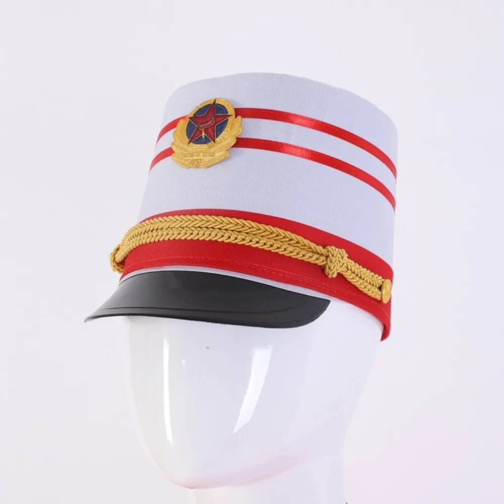 Stylish Drummer Hat Striped Marching Band Guard Parade Cap Nutcrackers-hat Halloween Theme