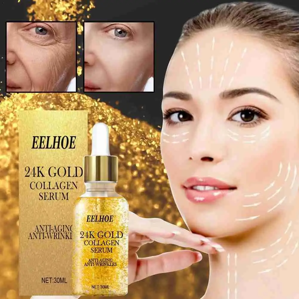 24k Gold Gesichts serum aktive Kollagens eiden faden Gesichts essenz Anti-Aging-Glättung feuchtigkeit spendende Hyaluron-Hautpflege