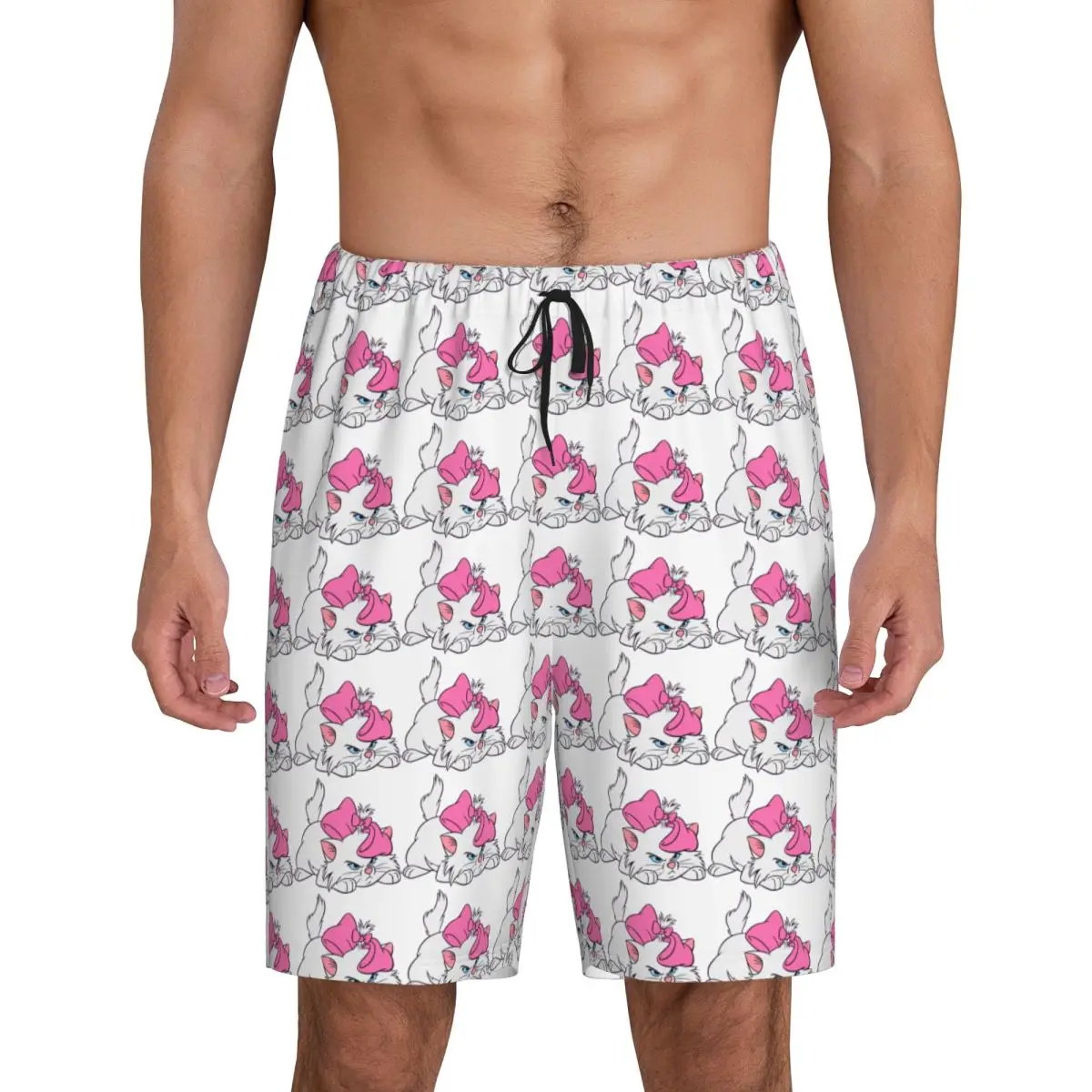 

Custom Printed Cartoon Aristocats Animation Marie Cat Pajama Shorts Men Sleepwear Bottoms Sleep Short Pjs with Pockets