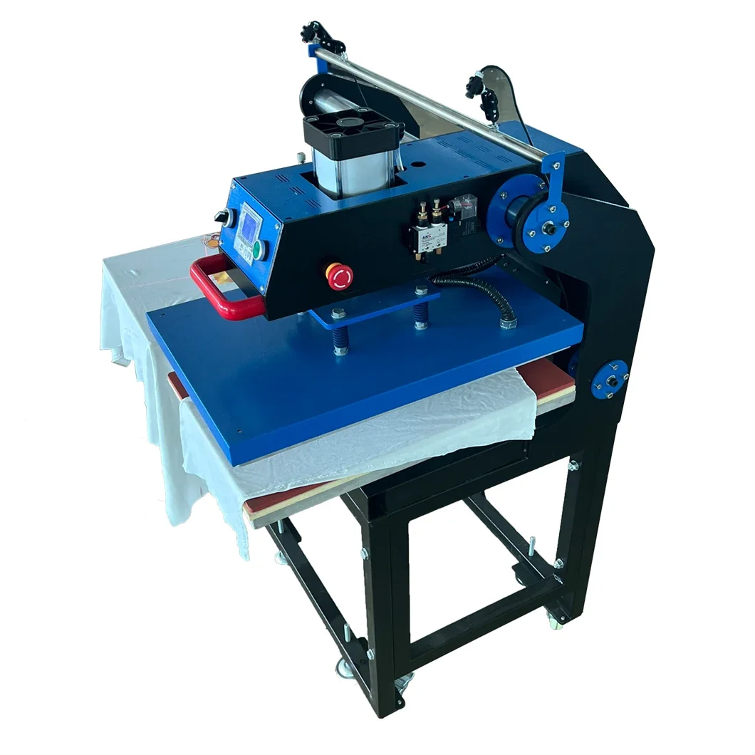 Automatic Pneumatic Sliding Double Station Heat Machine ForClothing Industry  Patterns  Flocking Foam T-shirts Hats Shoes