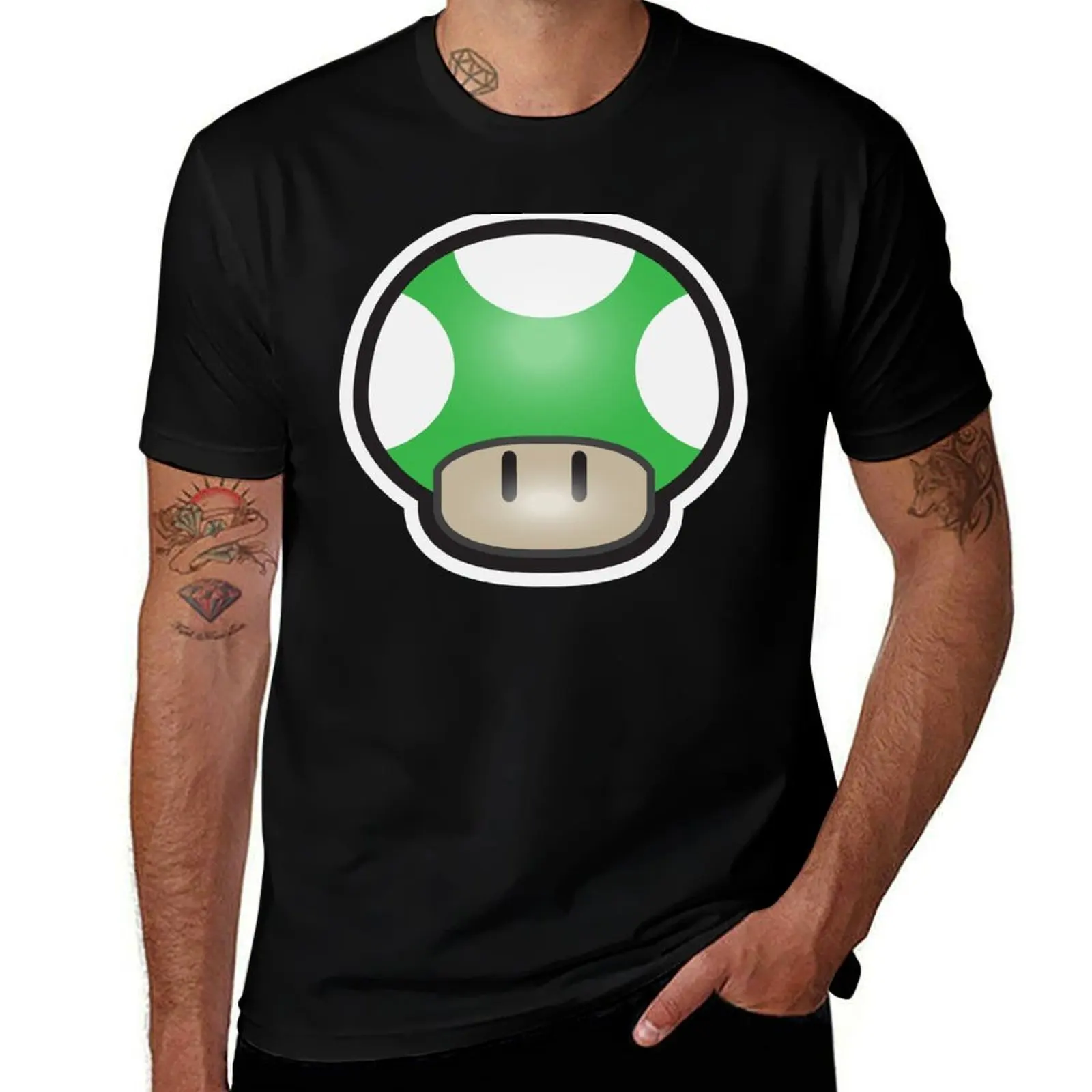 Mushroom-Green T-Shirt Fashion Casual Short Sleeve Top